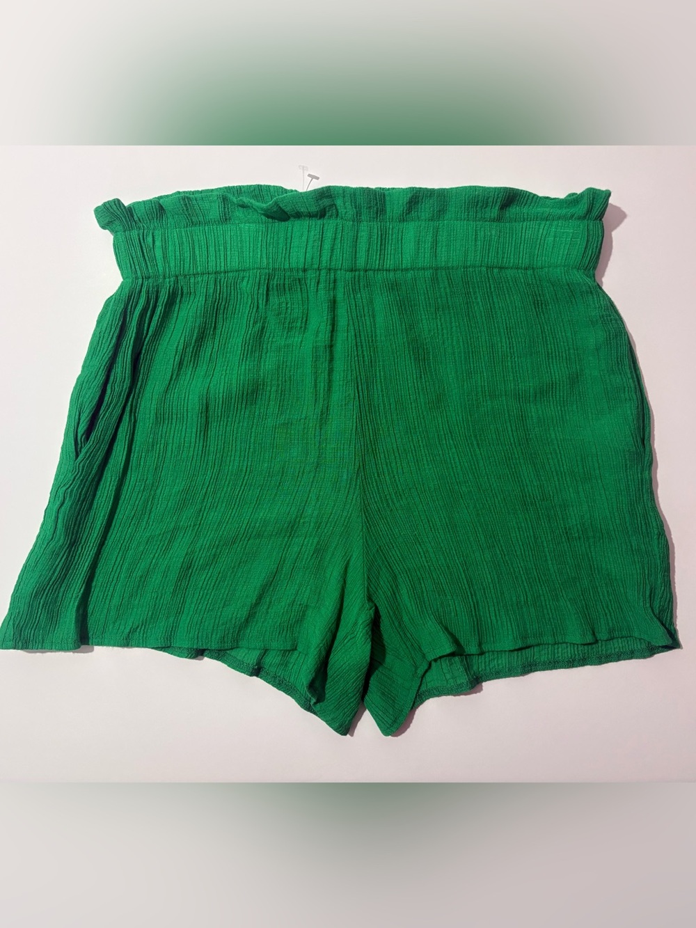 SHEIN Green High-Waist Ruffle Elastic Shorts